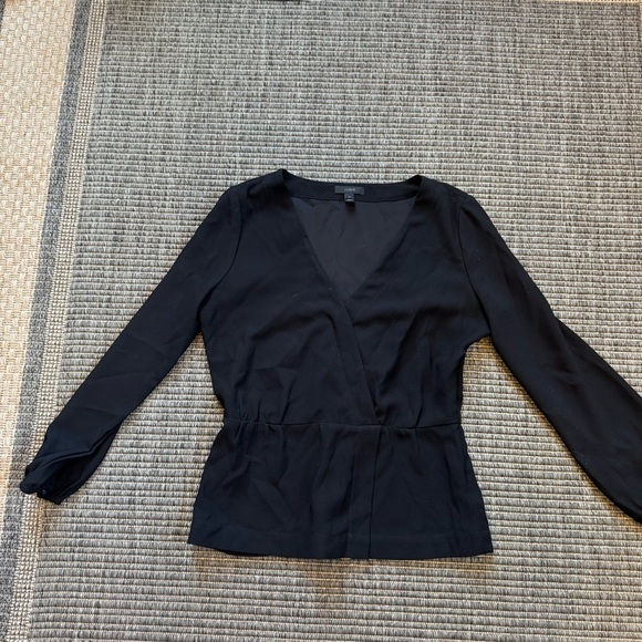 J. Crew Tops - J. Crew Elegant Black Wrap Blouse
